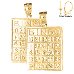 Sterling Silver 34mm Bingo Earrings (White or Yellow Gold Plated)
