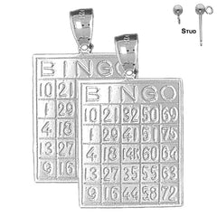 Sterling Silver 34mm Bingo Earrings (White or Yellow Gold Plated)