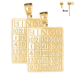 Sterling Silver 34mm Bingo Earrings (White or Yellow Gold Plated)