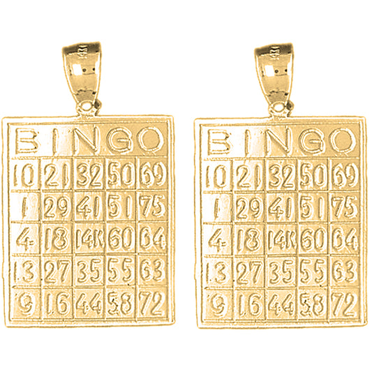 Yellow Gold-plated Silver 34mm Bingo Earrings