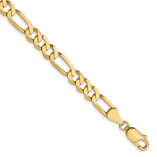 10K Yellow Gold 5.25mm Flat Figaro Chain