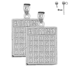 Sterling Silver 26mm Bingo Earrings (White or Yellow Gold Plated)