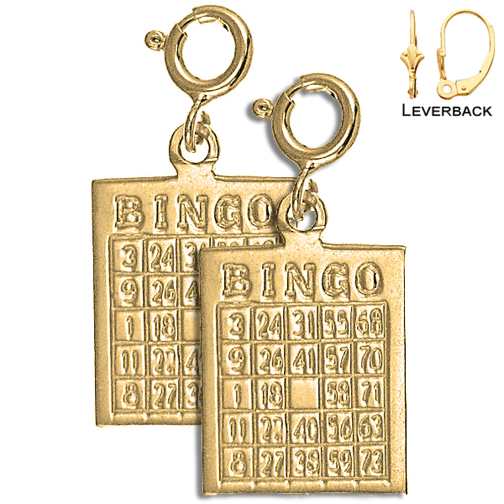 Pendientes de bingo de oro de 14 quilates o 18 quilates de 22 mm