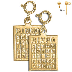Sterling Silver 22mm Bingo Earrings (White or Yellow Gold Plated)