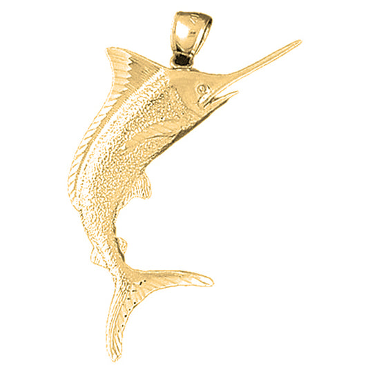 10K, 14K or 18K Gold Marlin Pendant