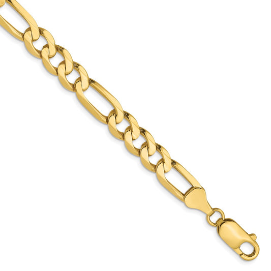 10K Yellow Gold 7mm Flat Figaro Chain