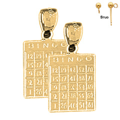 Sterling Silver 20mm Bingo Earrings (White or Yellow Gold Plated)