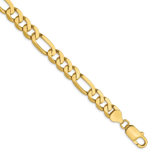 10K Yellow Gold 7.5mm Flat Figaro Chain