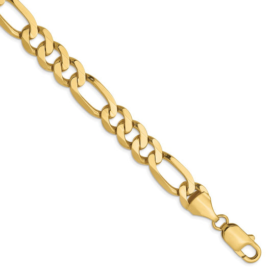 10K Yellow Gold 8.75mm Flat Figaro Chain