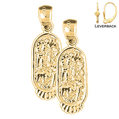 Sterling Silver 23mm Good Luck Charms Earrings (White or Yellow Gold Plated)