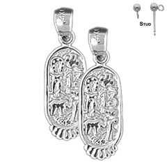 Sterling Silver 23mm Good Luck Charms Earrings (White or Yellow Gold Plated)