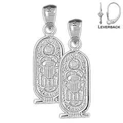 Sterling Silver 27mm Good Luck Charms Earrings (White or Yellow Gold Plated)