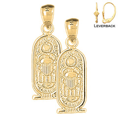 Sterling Silver 27mm Good Luck Charms Earrings (White or Yellow Gold Plated)