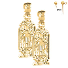 Sterling Silver 27mm Good Luck Charms Earrings (White or Yellow Gold Plated)