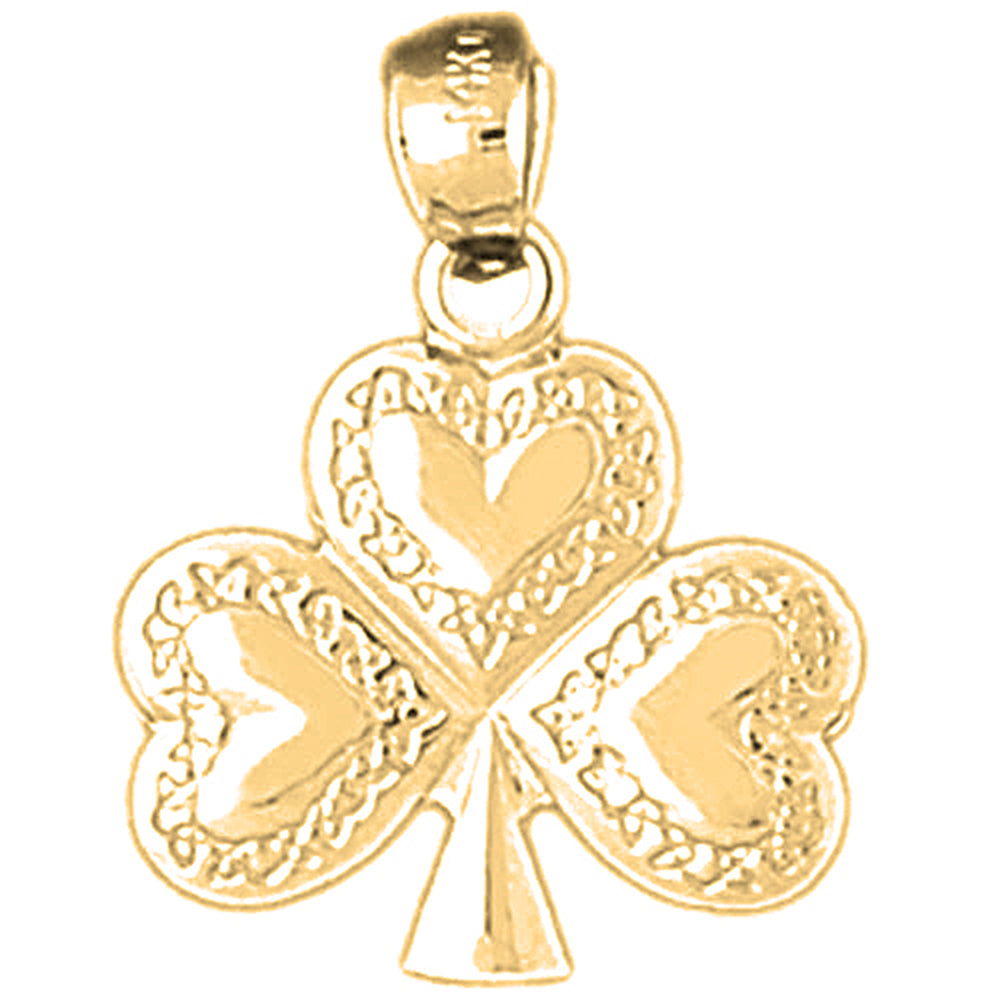 10K, 14K or 18K Gold Shamrock, Clover Pendant