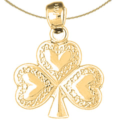 10K, 14K or 18K Gold Shamrock, Clover Pendant