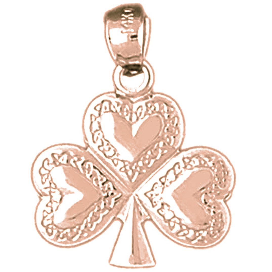 10K, 14K or 18K Gold Shamrock, Clover Pendant