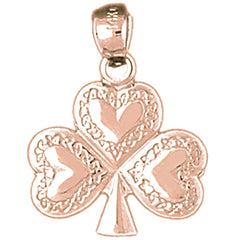 10K, 14K or 18K Gold Shamrock, Clover Pendant