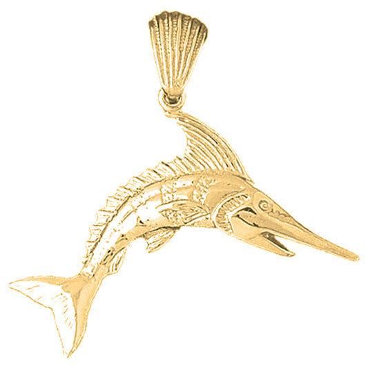 10K, 14K or 18K Gold Marlin Pendant