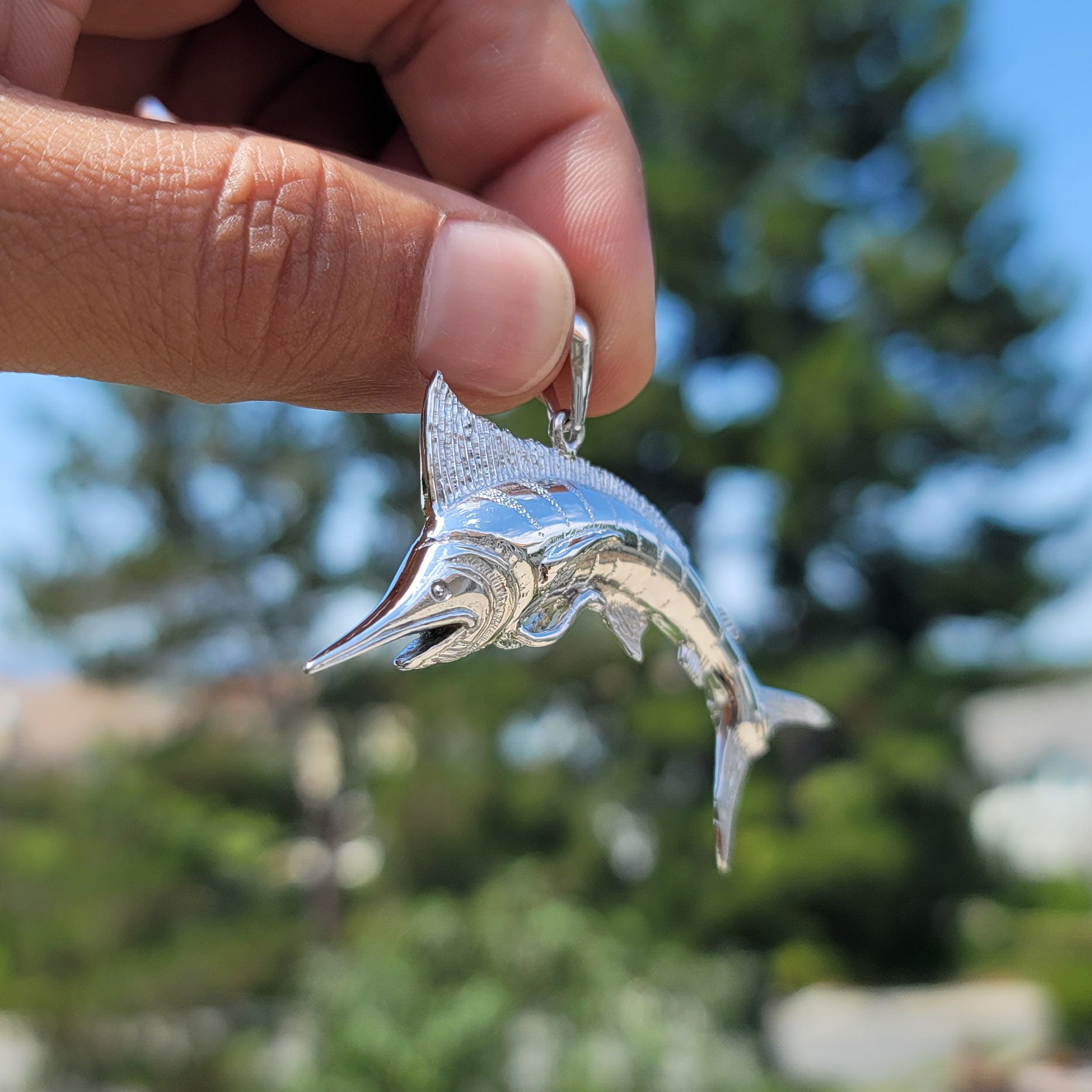 10K, 14K or 18K Gold Marlin Pendant