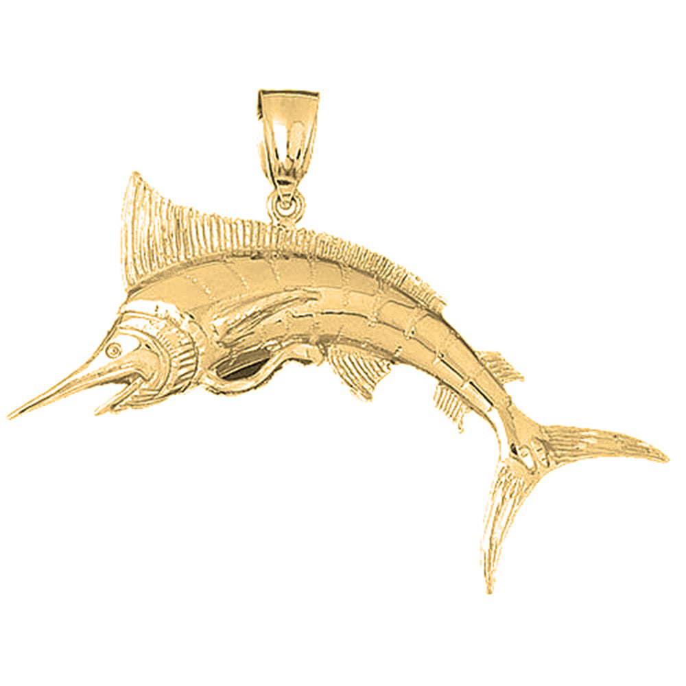 10K, 14K or 18K Gold Marlin Pendant