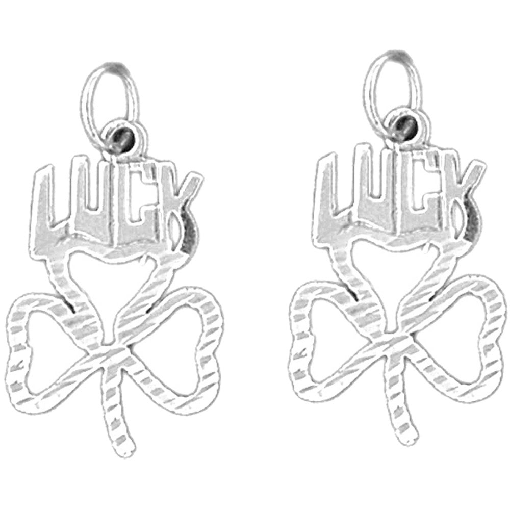 Sterling Silver 25mm Shamrock, Clover Earrings