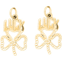 Yellow Gold-plated Silver 25mm Shamrock, Clover Earrings