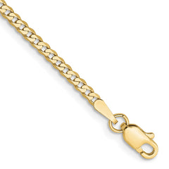 10K Yellow Gold 2.2mm Flat Beveled Curb Chain