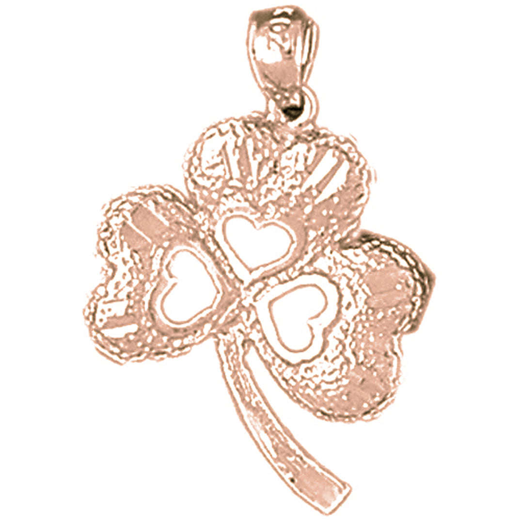 10K, 14K or 18K Gold Shamrock, Clover Pendant