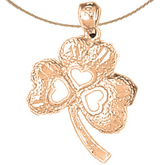 10K, 14K or 18K Gold Shamrock, Clover Pendant