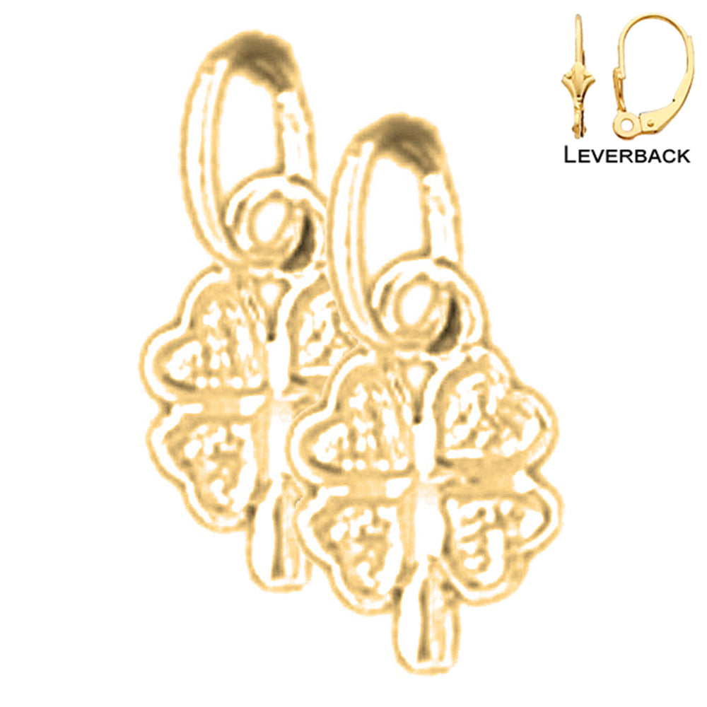 14K or 18K Gold Shamrock, Clover Earrings