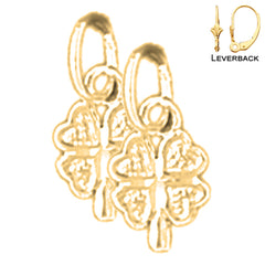 14K or 18K Gold Shamrock, Clover Earrings