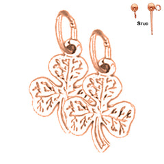 14K or 18K Gold Shamrock, Clover Earrings