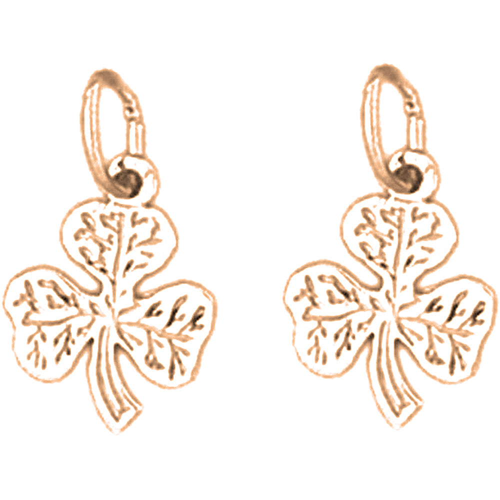 14K or 18K Gold 15mm Shamrock, Clover Earrings