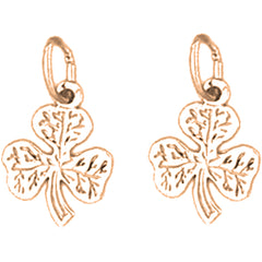 14K or 18K Gold 15mm Shamrock, Clover Earrings