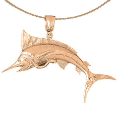 10K, 14K or 18K Gold Marlin Pendant