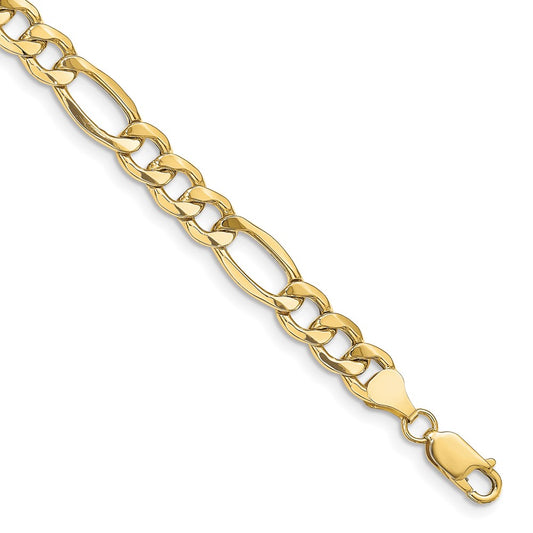 10K Yellow Gold 8.5mm Semi-Solid Figaro Chain