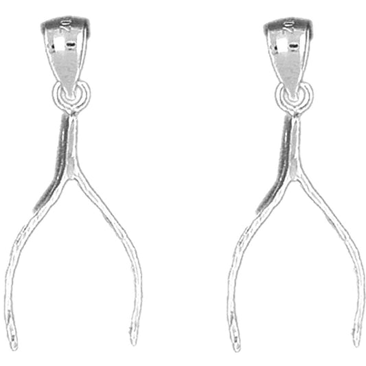 Sterling Silver 30mm Wish Bone Earrings