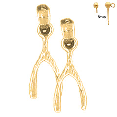 Sterling Silver 19mm Wish Bone Earrings (White or Yellow Gold Plated)