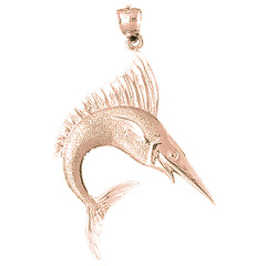 10K, 14K or 18K Gold Marlin Pendant