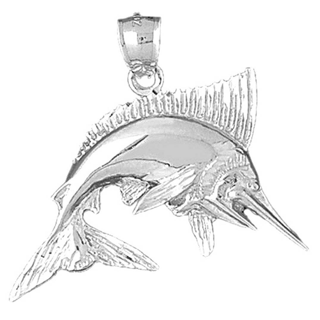 10K, 14K or 18K Gold Marlin Pendant