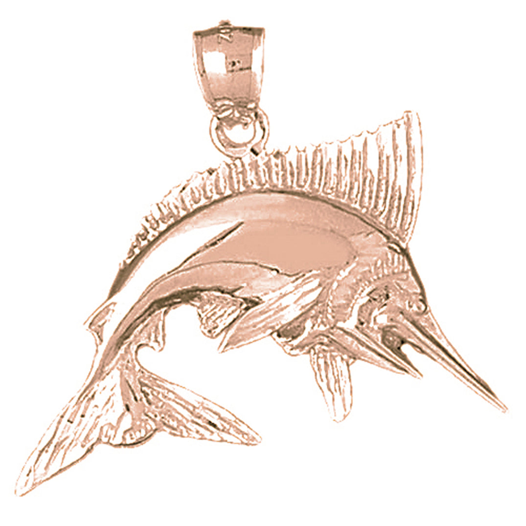 10K, 14K or 18K Gold Marlin Pendant