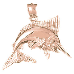 10K, 14K or 18K Gold Marlin Pendant