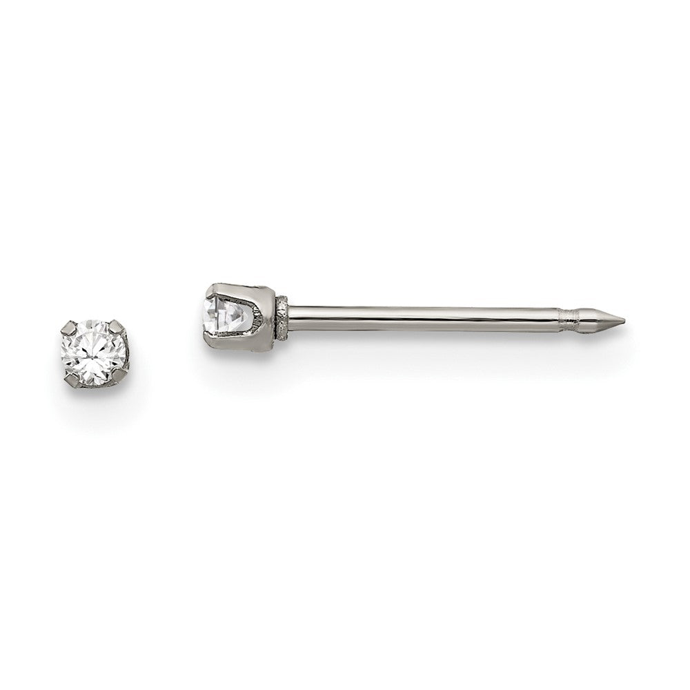 Inverness Stainless Steel Polished 2mm CZ Post Earrings