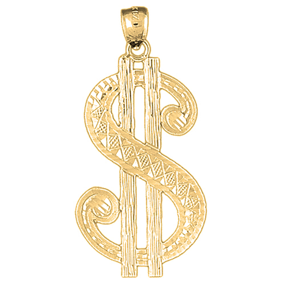 10K, 14K or 18K Gold Large Dollar Sign Pendant