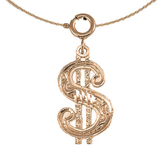 14K or 18K Gold Dollar Sign Pendant