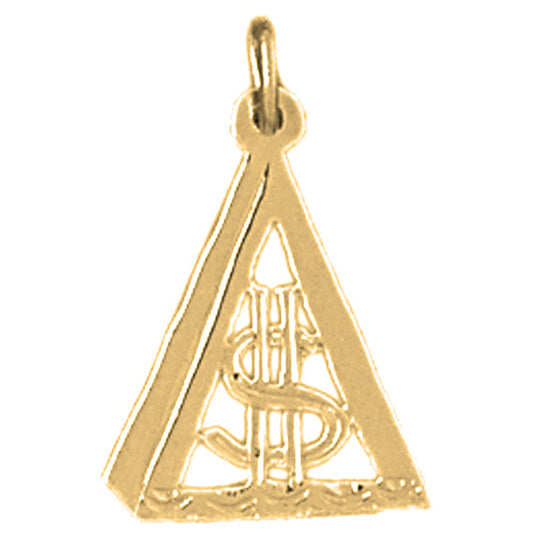 14K or 18K Gold Triangle with Dollar Sign Pendant