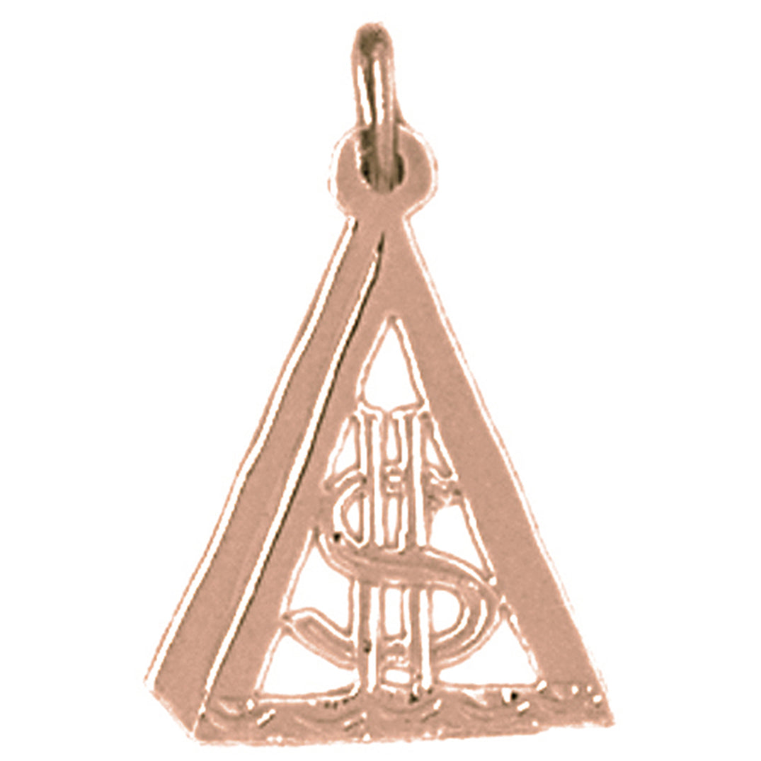 14K or 18K Gold Triangle with Dollar Sign Pendant