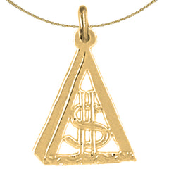 14K or 18K Gold Triangle with Dollar Sign Pendant