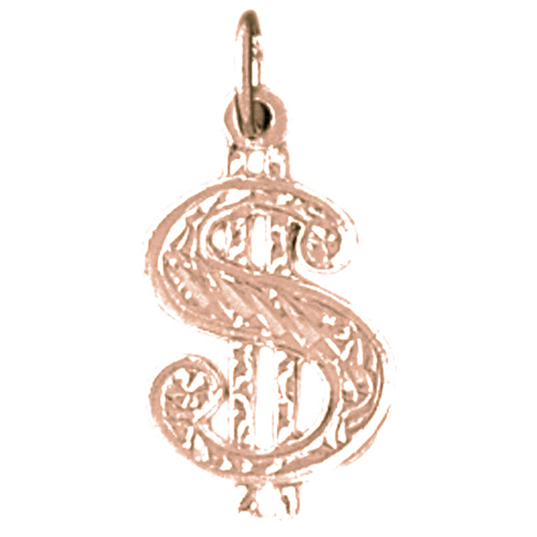 14K or 18K Gold Dollar Sign Pendant